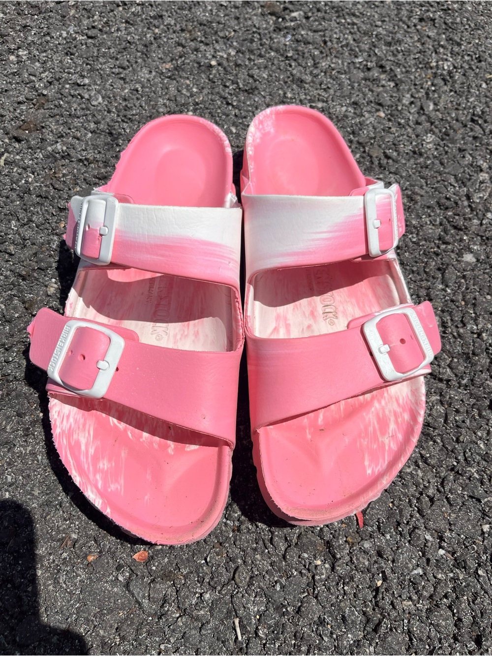 Birkenstock women’s Pink and White Double Buckle EVA Sandals - Picture 2 of 8